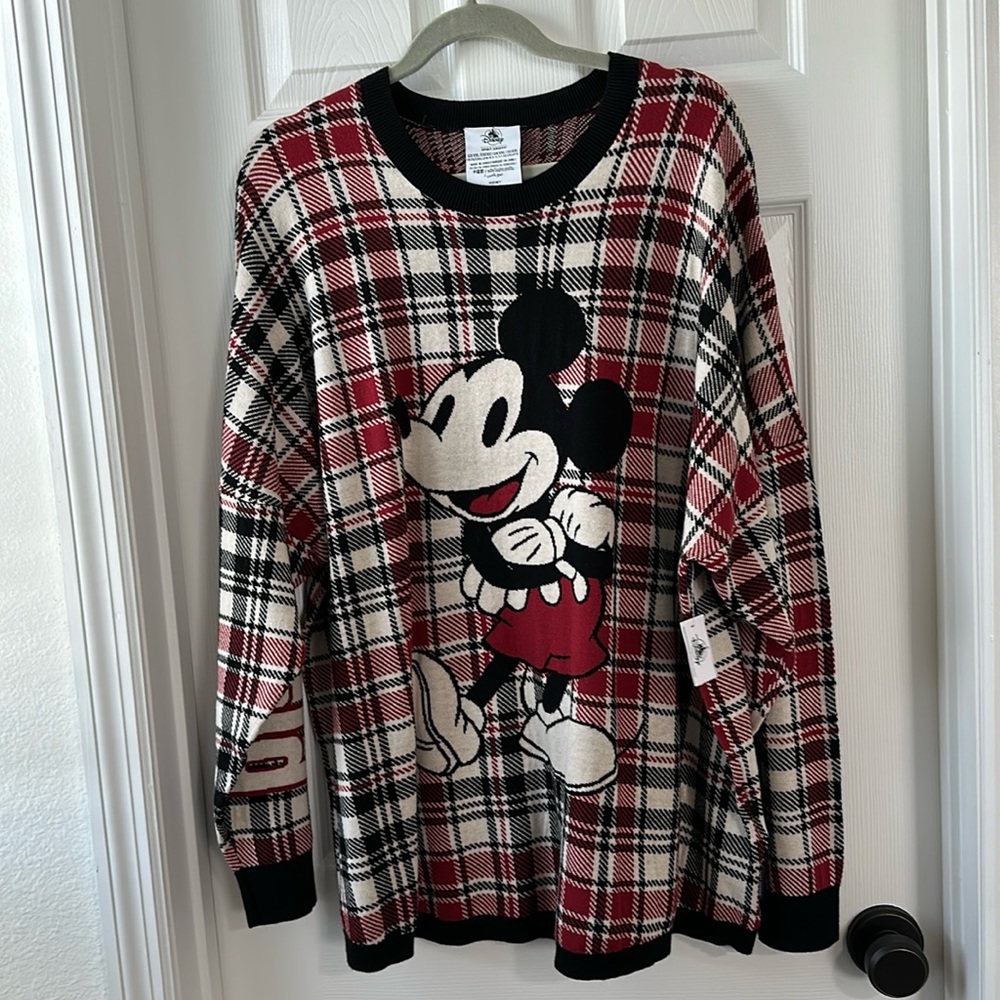 Disney World Plaid Mickey Mouse Cotton Holiday Spirit Jersey XXL